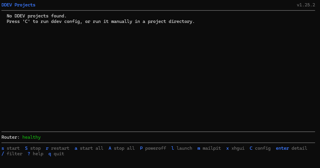 DDEV dashboard